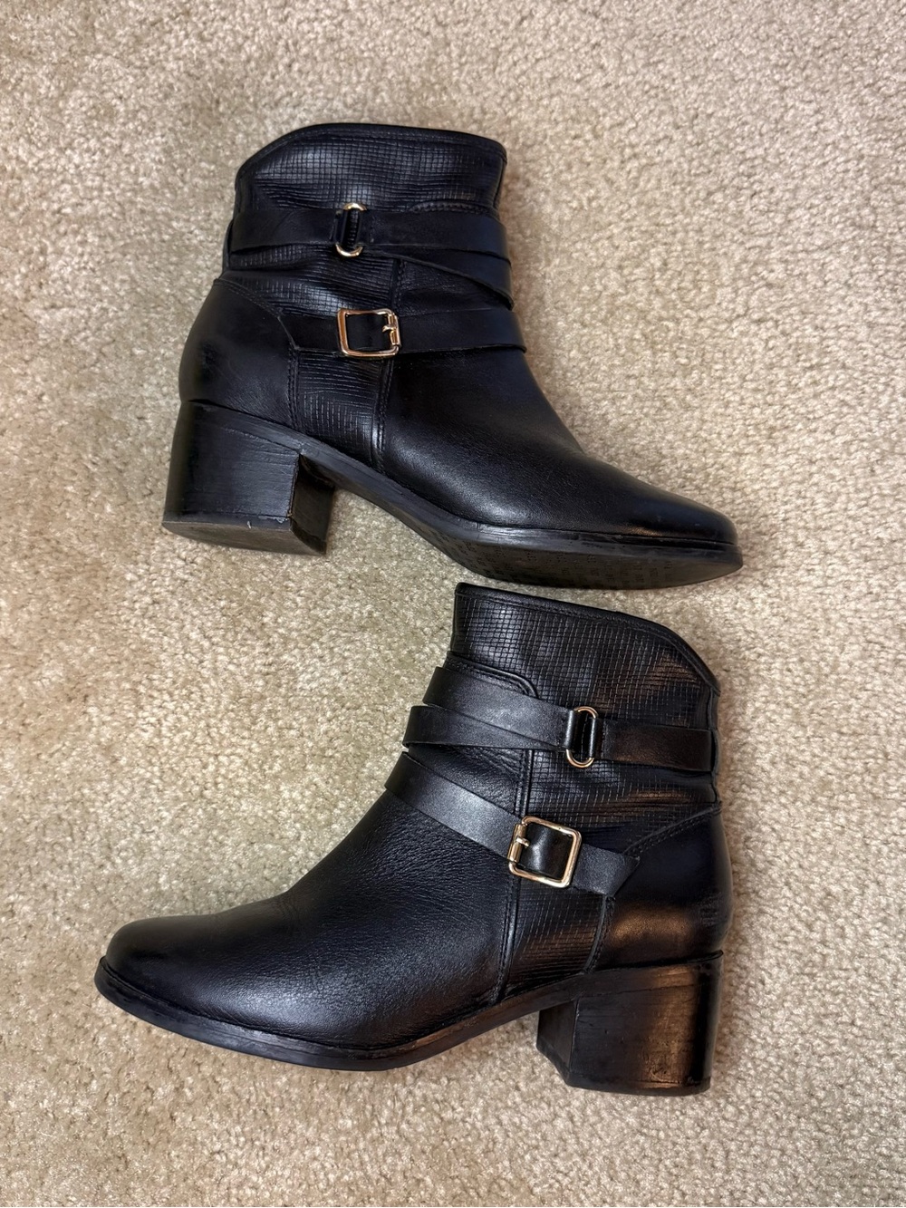 PAEZ Classic Black Ankle Boots W Zipper And Buckle: City Night Out Chic Fashion